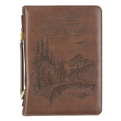 Bible Cover Medium Brown Wings Like Eagles Isaiah 40