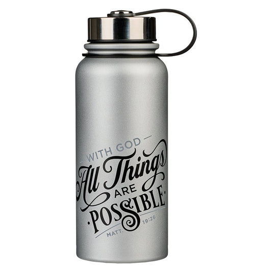 All Things Are Possible, Stainless Steel Water Bottle, Gray