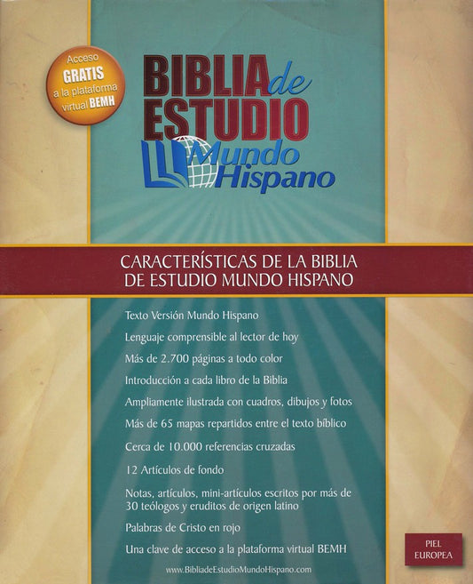 Biblia de Estudio Mundo Hispano, Piel Europea Marrón