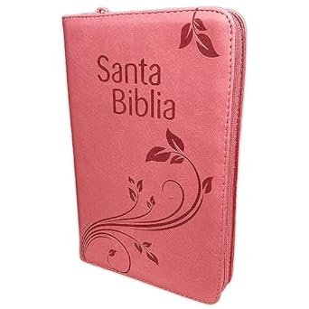 Biblia con Concordancia Letra Grande de 12 puntos - Reina-Valera 1960 - rosado floral con índice y zipper