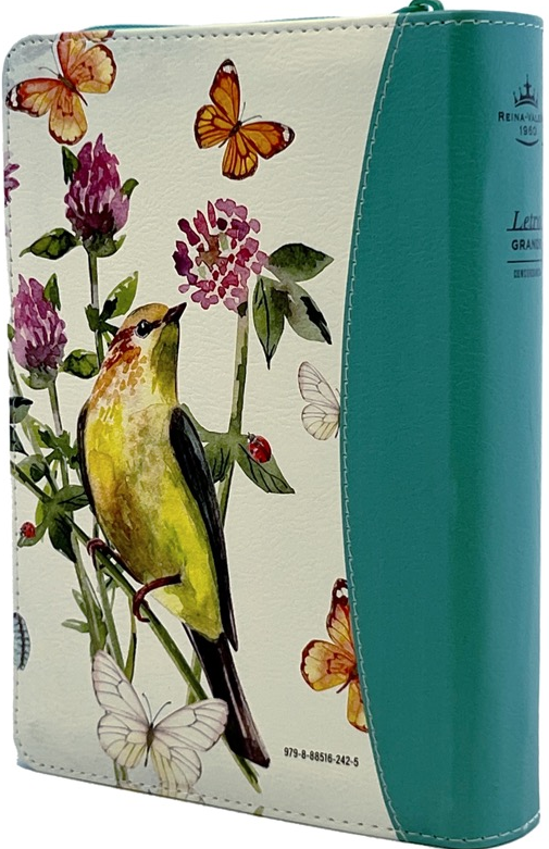 Biblia RVR60 045 LG Mariposas Turquesa pequeña