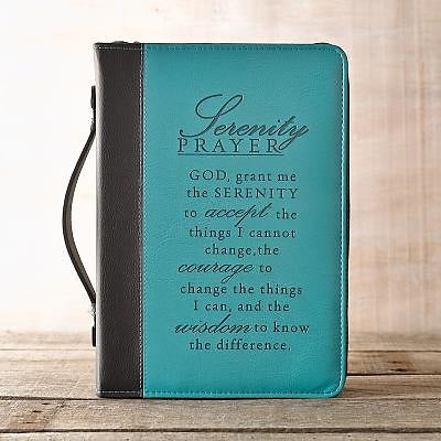 Bible Cover Serenity Luxleather Black Aqua Medium