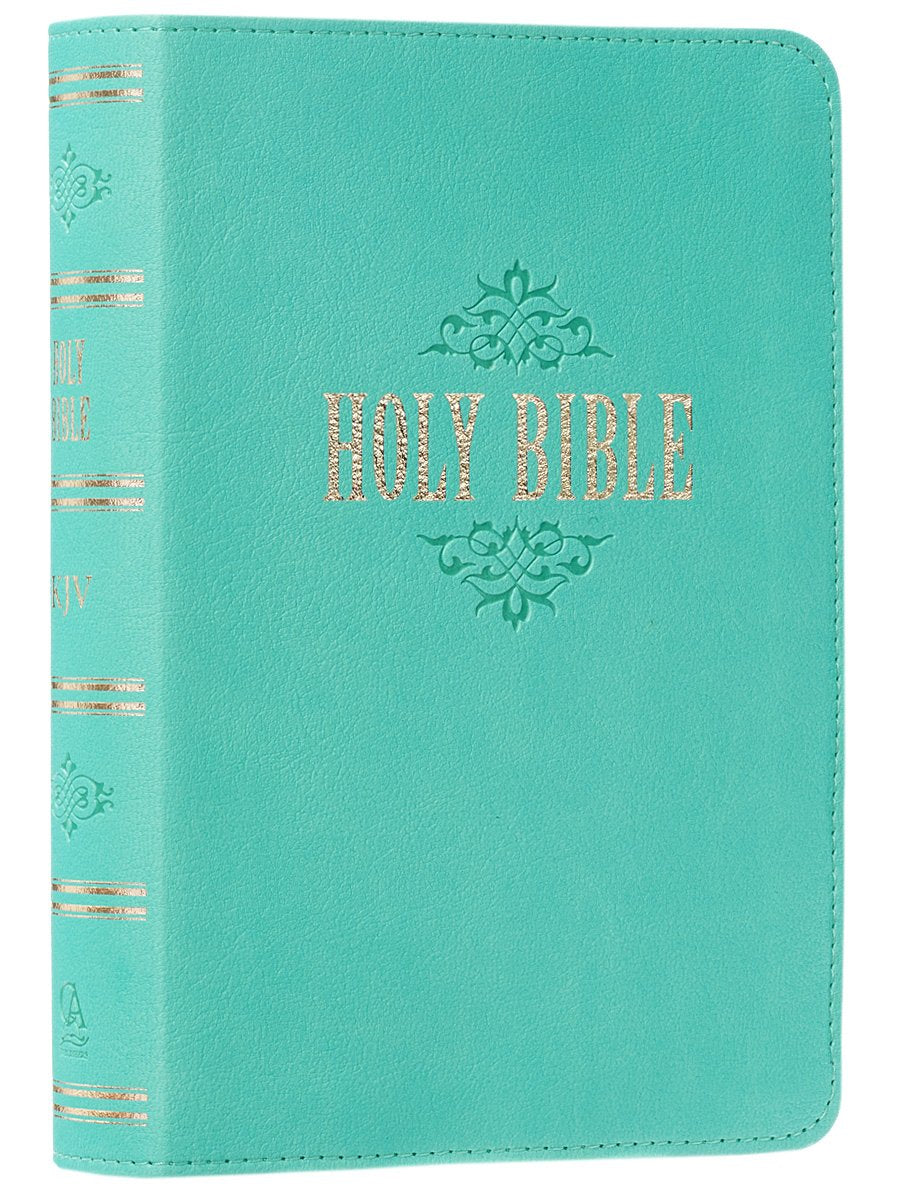 KJV Holy Bible, Compact Large Print Faux Leather Red Letter Edition - Ribbon Marker, King James Version, Robin's Egg Blue