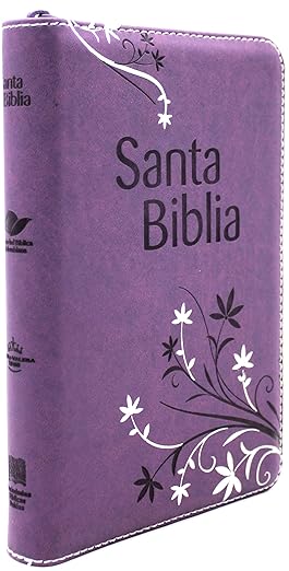 Biblia Reina Valera 1960 Letra Grande en Español de 12 puntos-Tamaño manual con Cierre, Indice, foro en semil piel color morado
