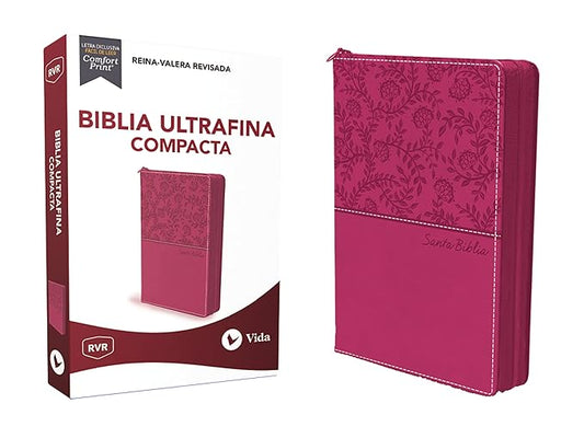 RVR77, Santa Biblia, Ultrafina, Tamaño compacto, Leathersoft, con Cierre, Rosado