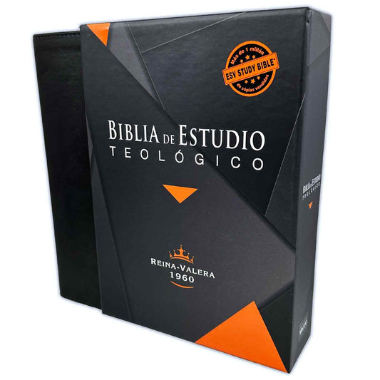 Biblia de Estudio Teológico RV1960: piel genuina negro con índice