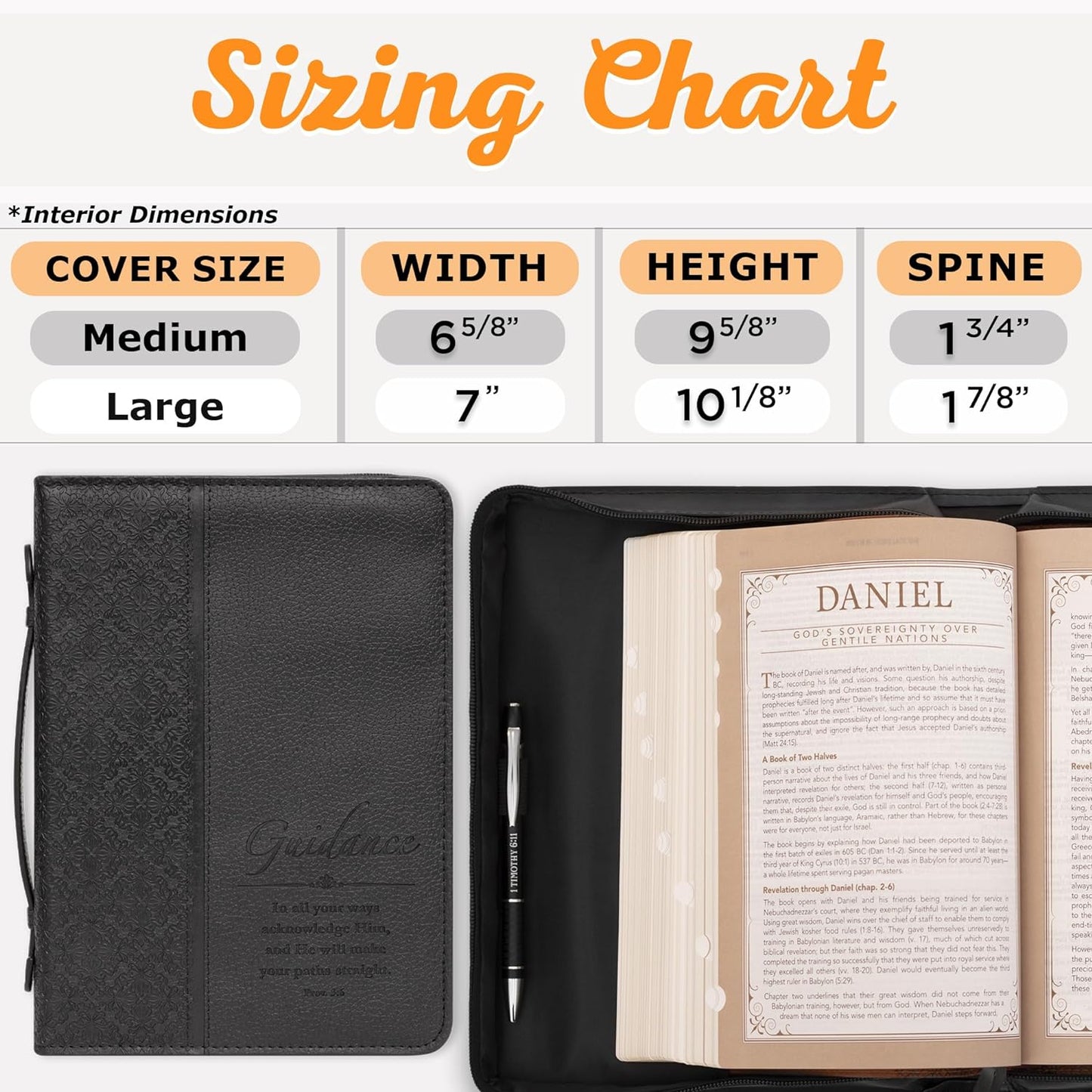 GUIDANCE BLACK CLASSIC MEDIUM BIBLE CASE