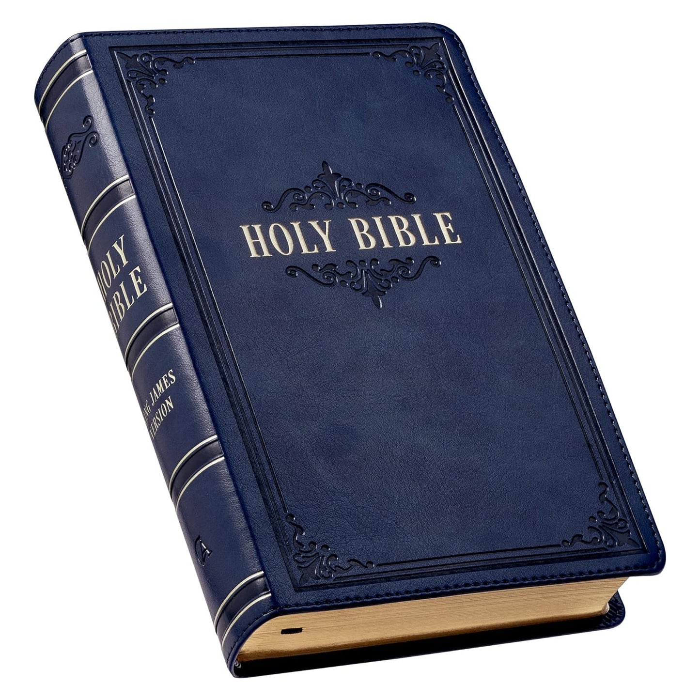 KJV Holy Bible, Giant Print Standard Size Faux Leather Red Letter Edition - Ribbon Marker, King James Version, Dark Blue