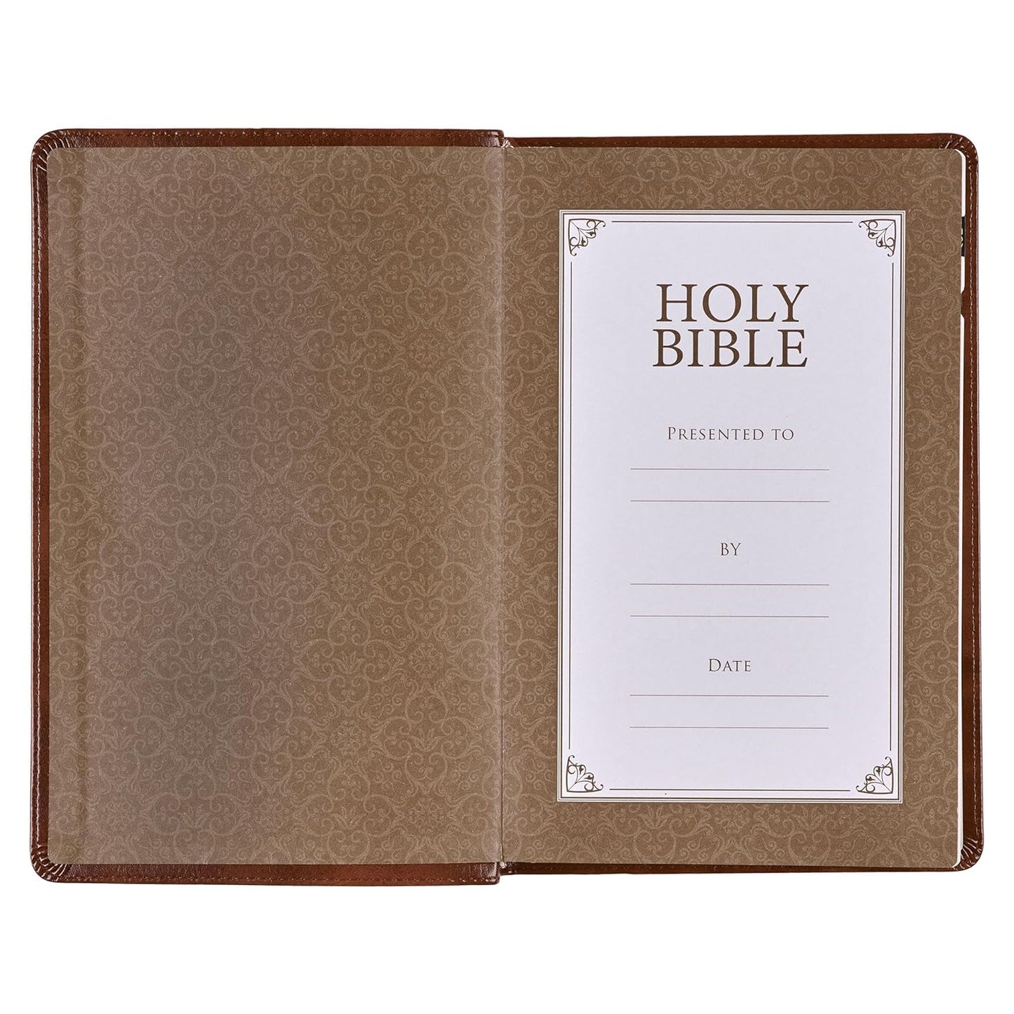 KJV Holy Bible, Standard Size Faux Leather Red Letter Edition Thumb Index & Ribbon Marker, King James Version, Medium Brown