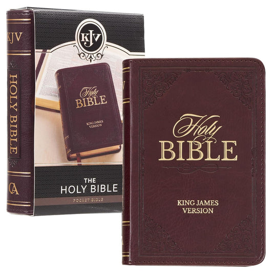 KJV Holy Bible, Mini Pocket Size, Faux Leather Red Letter Edition - Ribbon Marker, King James Version, Burgundy (KJV Pocket Bible)