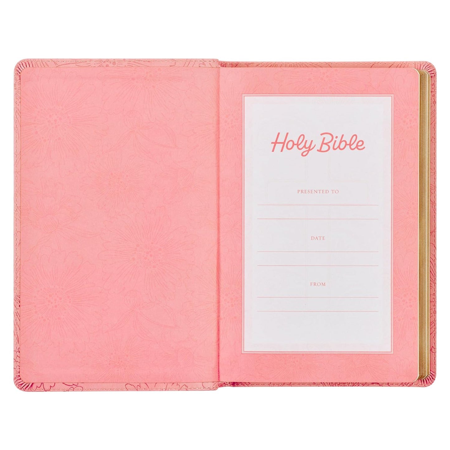 KJV Holy Bible, Gift Edition King James Version, Faux Leather Flexible Cover, Blossom Pink Floral