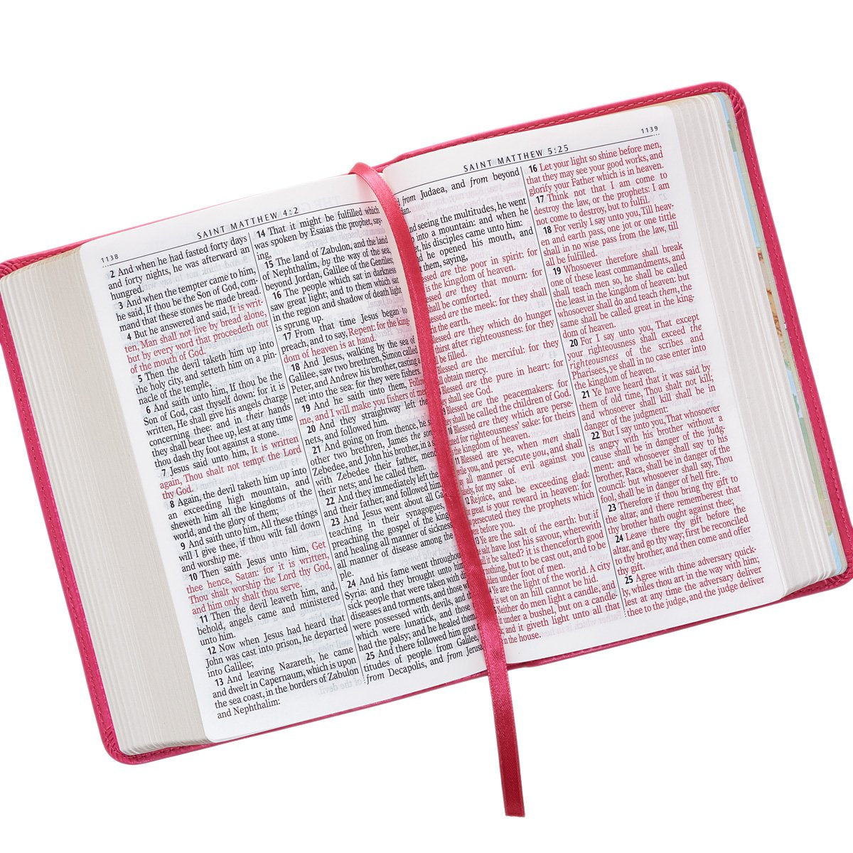 KJV Holy Bible, Compact Large Print Faux Leather Red Letter Edition - Ribbon Marker, King James Version, Pink