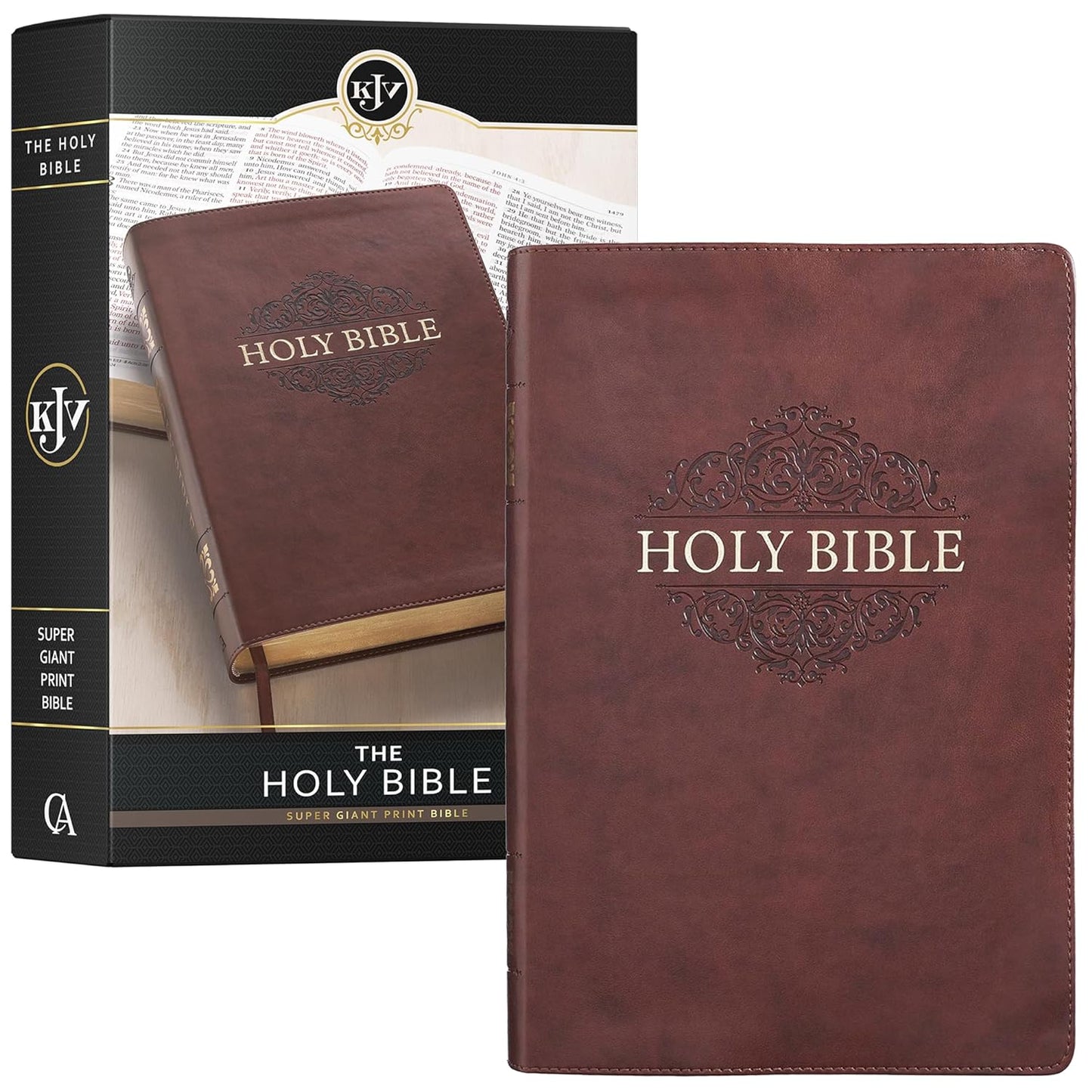 KJV Holy Bible, Super Giant Print Faux Leather Red Letter Edition - Ribbon Marker, King James Version, Chestnut Brown