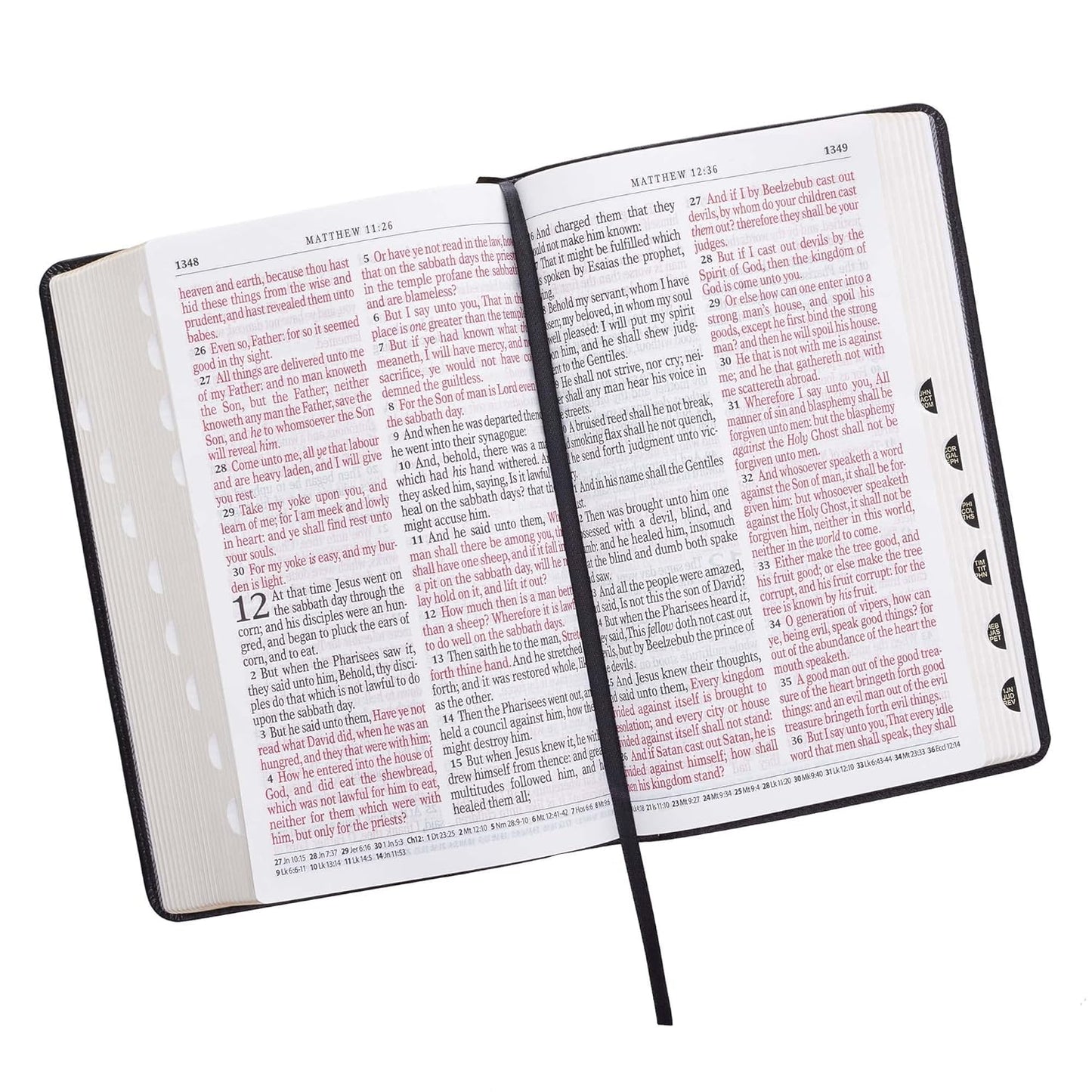 KJV Holy Bible, Giant Print Standard Size Faux Leather Red Letter Edition - Thumb Index & Ribbon Marker, King James Version, Black Two-tone