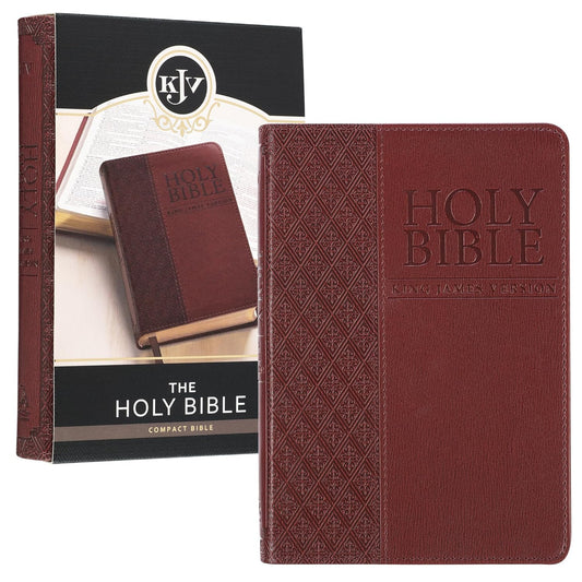 KJV Holy Bible, Compact Faux Leather Red Letter Edition - Ribbon Marker, King James Version, Saddle Tan (KJV Compact Bible)