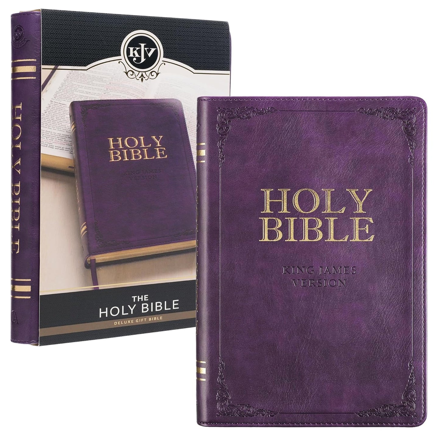 KJV Holy Bible, Standard Size Faux Leather Red Letter Edition Thumb Index & Ribbon Marker, King James Version, Purple