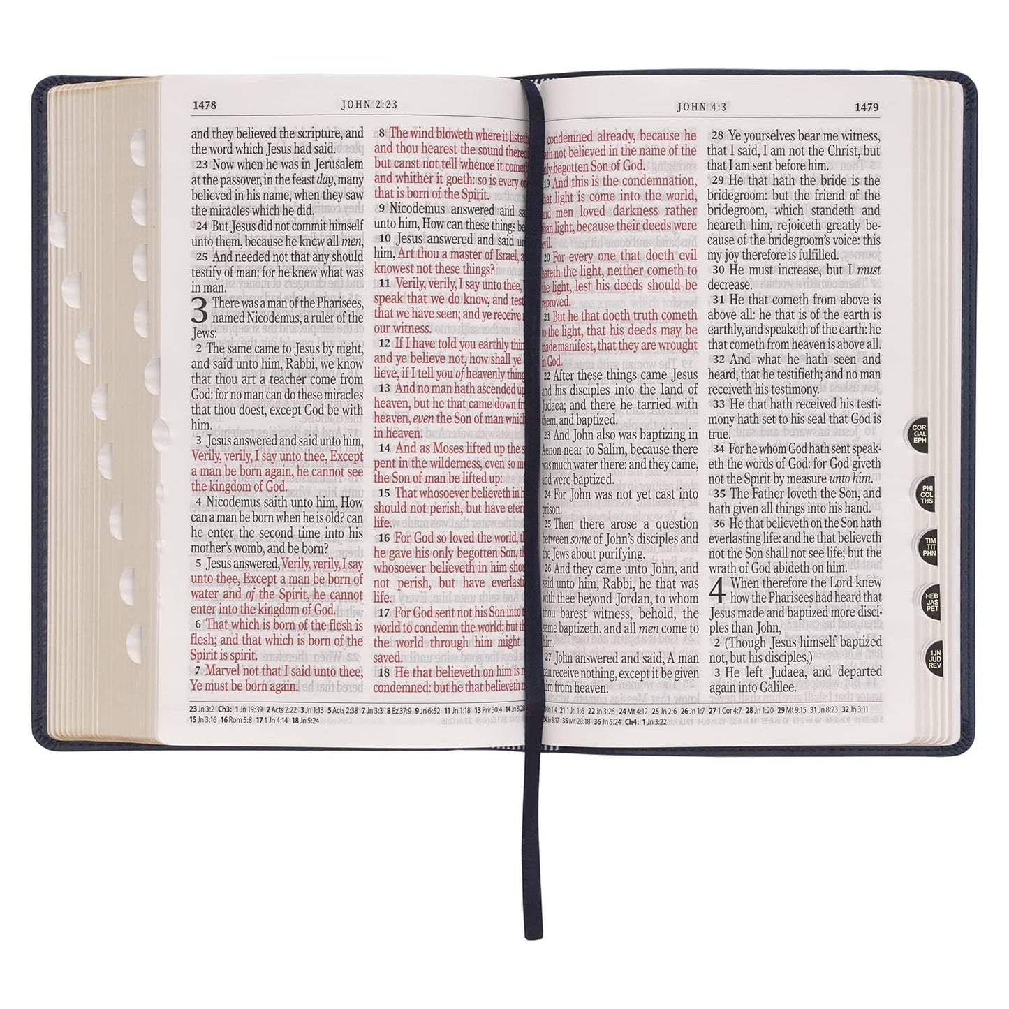 KJV Holy Bible, Giant Print Standard Size Faux Leather Red Letter Edition - Ribbon Marker, King James Version, Dark Blue