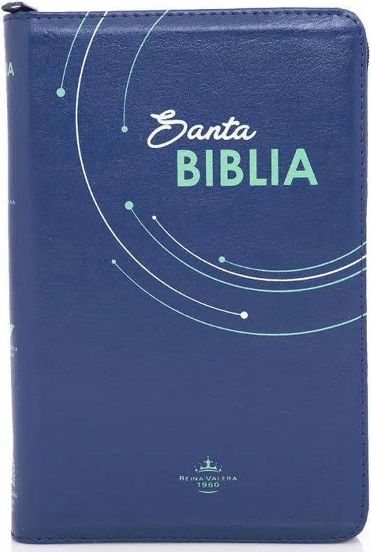 Biblia RVR.1960 Letra Grande 12 Puntos Tamaño Manual Azul Cierre