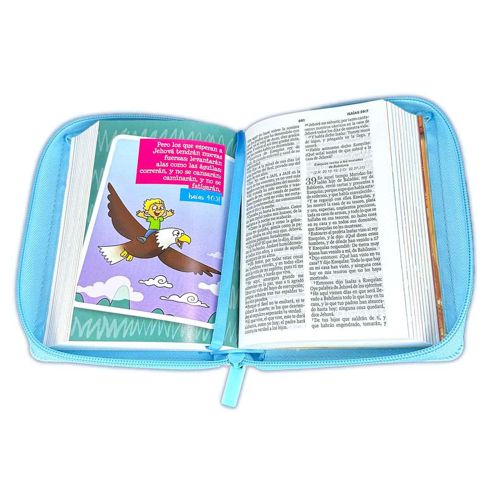 Biblia Mi Gran Viaje de Bolsillo con Cierre RV1960 imit piel celeste