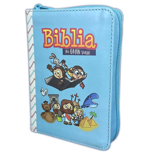 Biblia Mi Gran Viaje de Bolsillo con Cierre RV1960 imit piel celeste