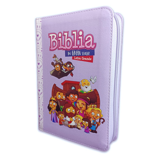 Biblia Rv1960 Para Niños Mi Gran Viaje Imit Piel Lila Cierre