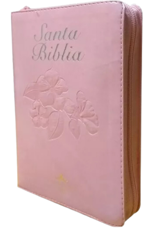 Biblia RVR60 – Concordancia, Imitación Piel Rosa Noble, Cierre, Indice y Fuente de Bendiciones
