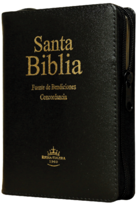 Biblia Reina Valera 1960, Compacta Pequeña Imi Piel Acolchada Negro, Cierre, Canto Dorado, Indice