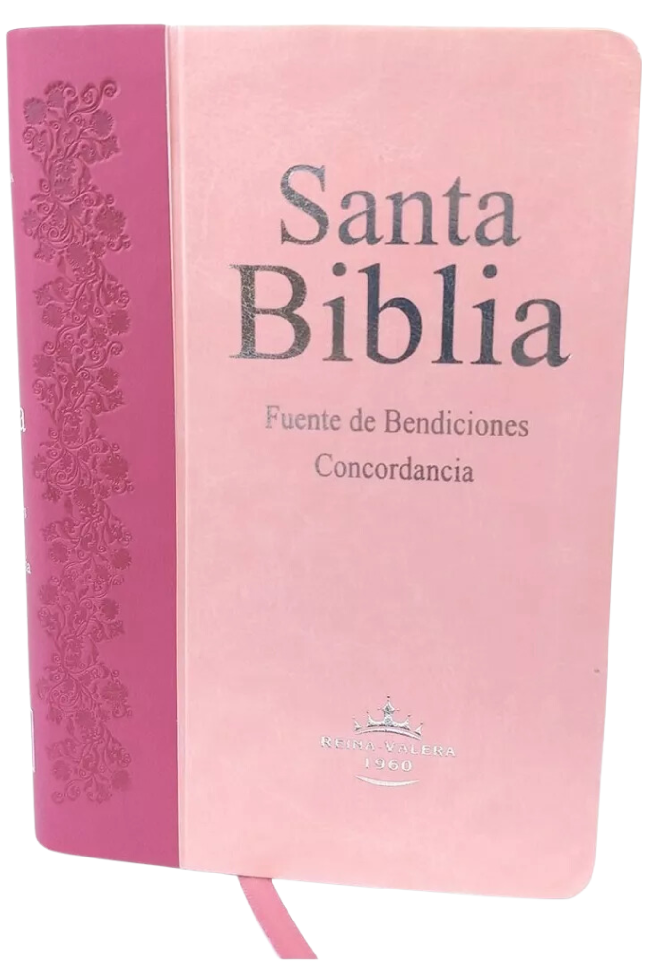 Santa Biblia RV1960 Fuente de Bendiciones de Promesas, Compacta Pequeña y Concordancia, Imitación Piel, Duo Tono Rosa y Fucsia, con Indice