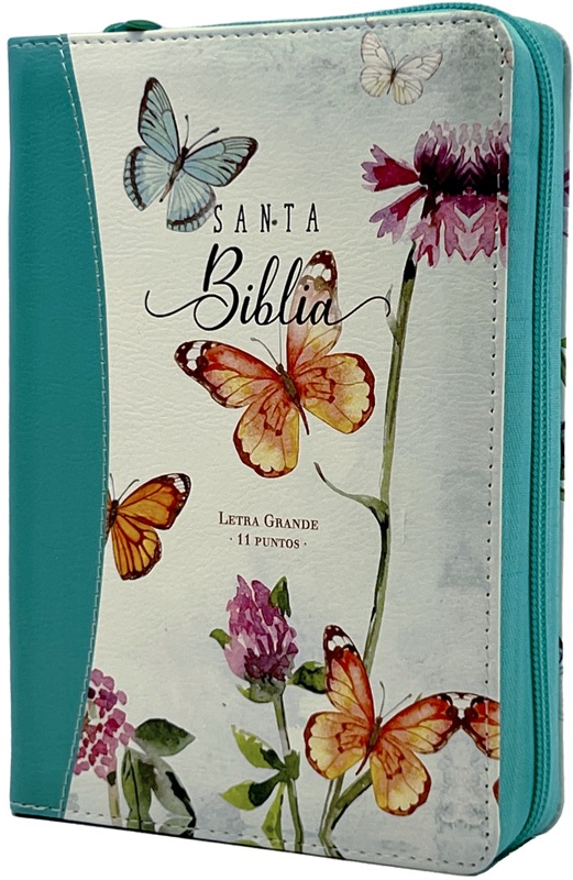 Biblia RVR60 045 LG Mariposas Turquesa pequeña