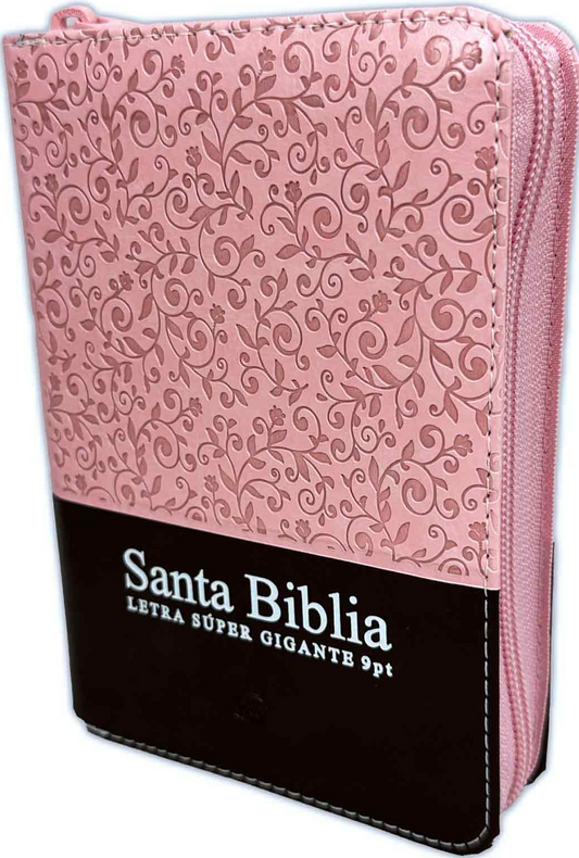 Biblia de Bolsillo con Cierre RV1960 imit piel rosa floral y marrón con índice
